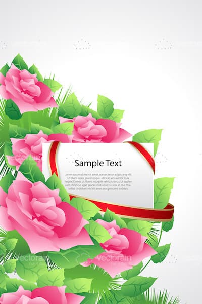 Abstract Roses and Leaves with White Card and Sample Text